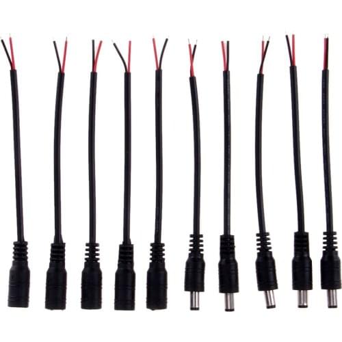 5pcs DC Connectors with Lock Buckle 5.5*2.1mm Male Female Jack Adapter Audio Cable Stereo Plug For Earphone Headset Headphone