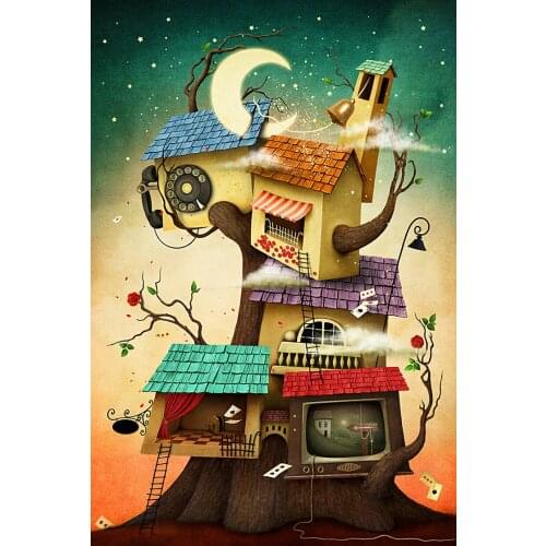 500 pieces The wooden puzzle Creative hut jigsaw puzzle white card adult childrens educational toys