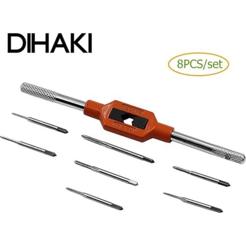 8pcs/Set Tap Die Set Metal Screw Tap Holder M1-M8 for Metal Processing Wrench Holder Hand Tool For Process Internal Threads