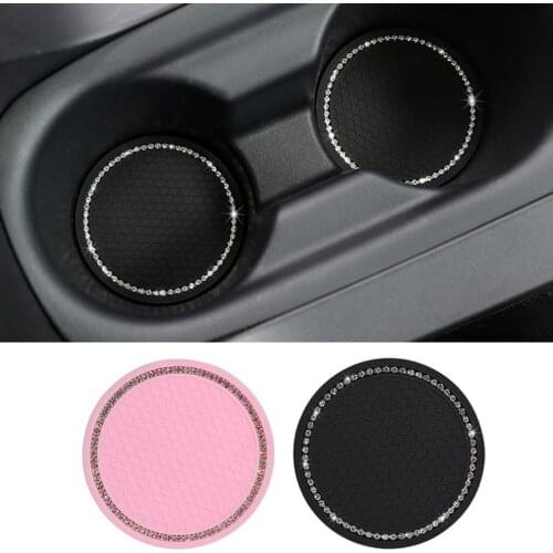 Niversal Vehicle Bling Car Coasters Auto Cup Holder Car Coasters Silicone Insert Coaster Anti Slip Crystal Pad