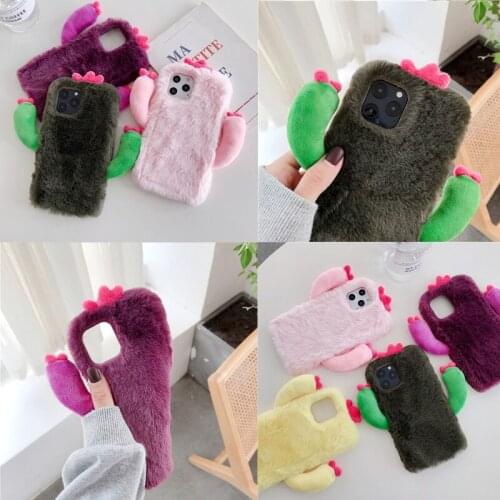 Soft Winter Cute Cactus Warm Plush Case For Samsung Galaxy NOTE 20 PLUS M51 A21S A71 A51 A21 M11 A91 A01 A81/M60S A11 A41 Case