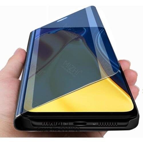 Pocom3pro case smart mirror flip cases cover For xiaomi poco m 3 m3 pro pocophone poko poxo m3pro 5G stand book coque fundas