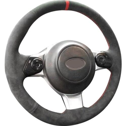 Black Suede Leather Steering Wheel Red Marker&Stitching Wrap Cover Fit For Subaru BRZ 2016-2019 Automotive interior Auto parts
