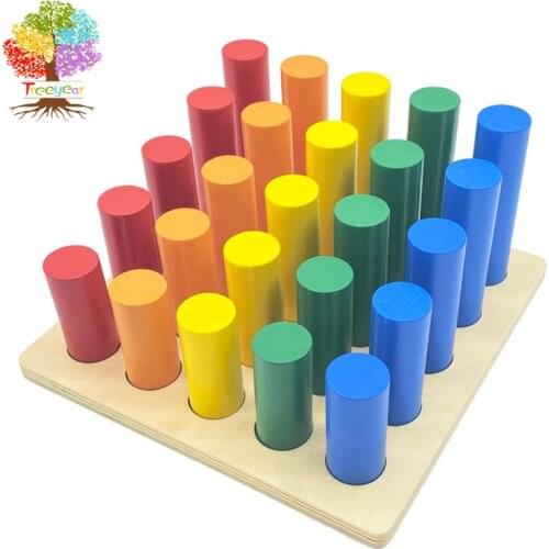 Treeyear Wooden Education Toys Set Montessori Materials Knobless Cylinder Blocks Socket Toys Colorful Learning Toys