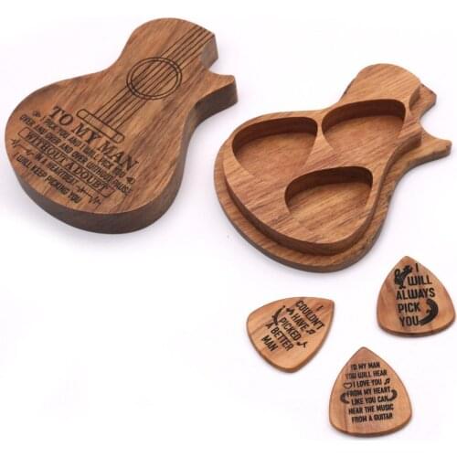 Guitar Pick Holder Suit Wooden Guitar Picks Case Delicate Guitar Picks Acoustic Electric Guitar Accessories Musical Instrument