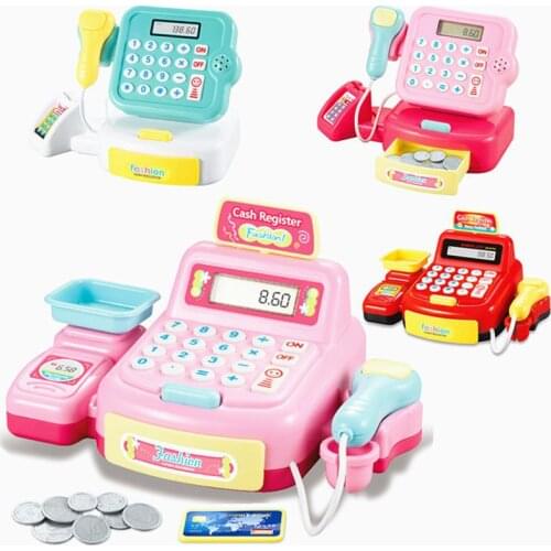 Childrens Play House Supermarket Cash Register Simulation Toy Cash Register Upgrade Version With Electronic Scale Glowing Sound