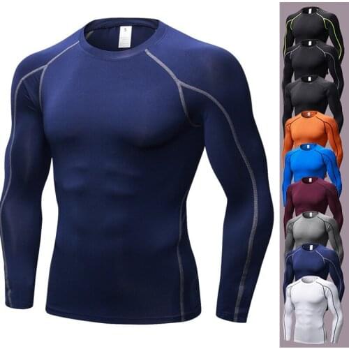 Men Fitness T-Shirt Elastic Quick-dry Long Sleeve Tops Comfortable Male Clothing Workout Sportswear Running Tight Undershirts