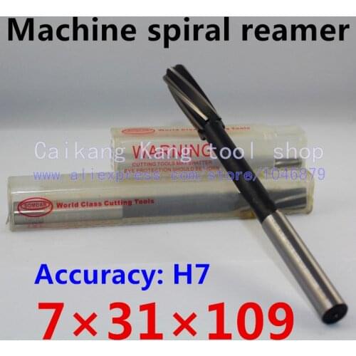 Head:7mm New High performance Spiral High cobalt Machine Reamer 7*31*109mm Accuracy: H7