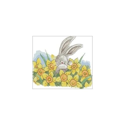 NN xiaoyi cotton self-matching cross stitch Cross stitch RS cotton comes with no prints Bunnies in spring flowers