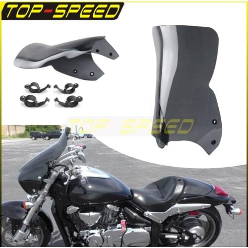Custom Touring Cruiser Front Windshield Windscreen Wind Deflector 4-Point Mount Clamp for Suzuki Boulevard M109R M90 M50 06-16