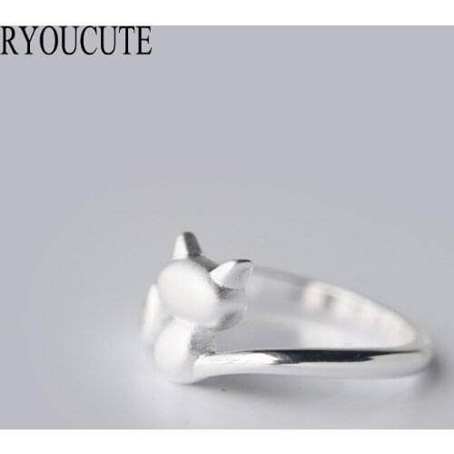 New Silver Color Cat Rings for Women Adjustable Size Rings Fashion Wedding Jewelry