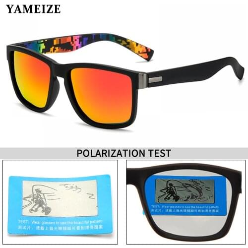 YAMEIZE Fashion Classic Polarized Sunglasses Men Mirror Blue Lenses Eyeglasses Sport Goggles Mens Glasses Square Driving Gafas