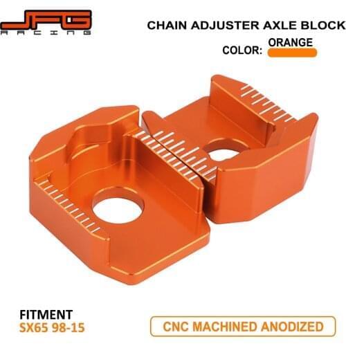 Motorcycle CNC Orange Aluminum Rear Chain Adjuster Axle Blocks Set For KTM SX65 SX 65 1998 1999 2000 2001 2002 2003 2004-2015