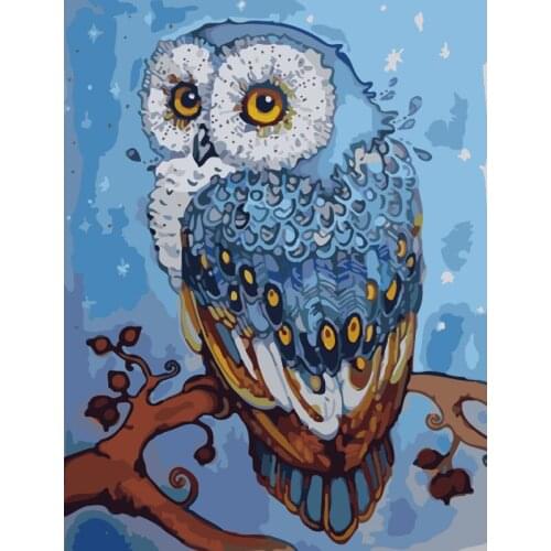 Colorful feather owl Animal DIY Drawing Painting by Numbers Lage Size Picture on Wall Decoration Children Gift 40x50 50x65cm