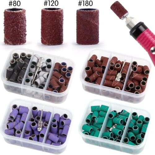 75Pcs/Box Nail Drill Bits Sanding Bands Pedicure Caps Manicure Drills Gel Polish Remover Electric Nail Sander Tips Cutters Acces