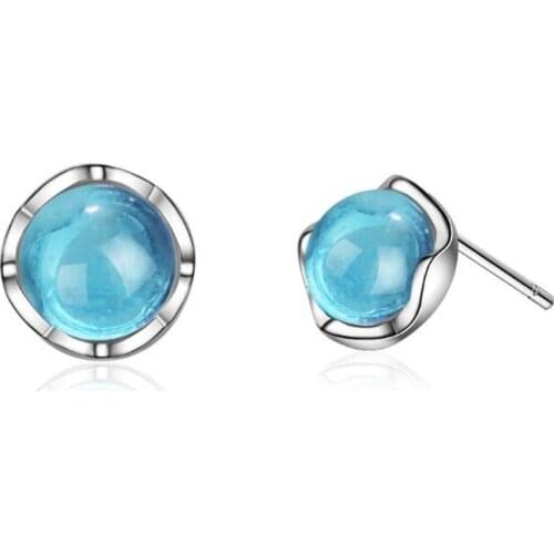 New Creative Mermaid Tears Blue Crystal 925 Sterling Silver Jewelry Personality Exquisite Women Stud Earrings SE860