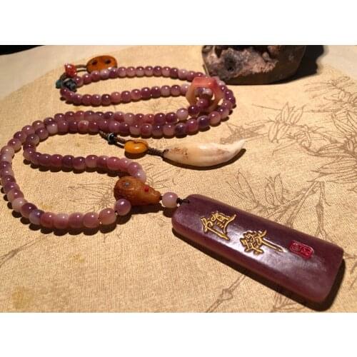 Leopard Bone Beads Necklace Sweater Chain Solid Agate Three Eyed Dzi South Red Back Cloud Spike Pendant Mens Collection