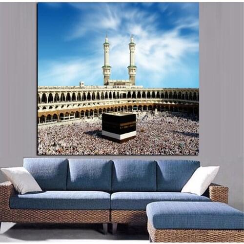 Print Al Haram in Mecca Islamic Sacred Shrines Muslim Mosque Landscape Painting On Canvas Religious Art Cuadros Home Wall Decor