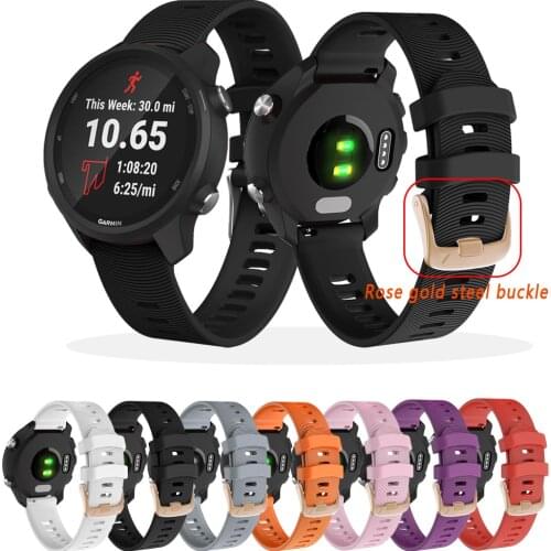 20MM Silicone watchband for Garmin Venu SQ Move3 Luxe Forerunner 645 245 S40 Vivoactive 3t HR Rose gold steel buckle Band strap