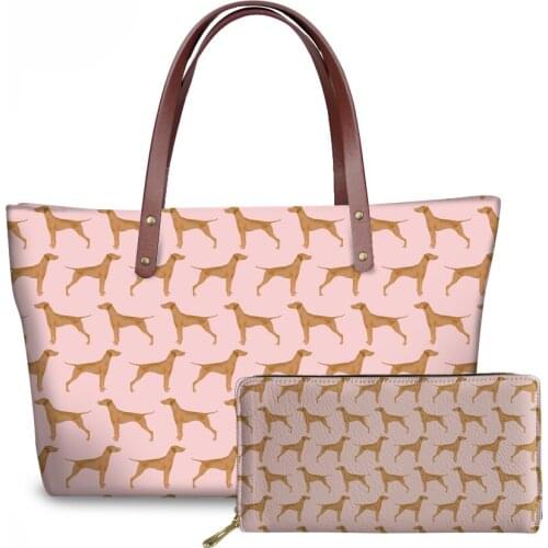 NOISYDESIGNS Ladies Luxury Handbag&Wallet Vizsla Dog Printing Shoulder Tote Bags Women Fashion Top-Handle Bag Females Hand Bag
