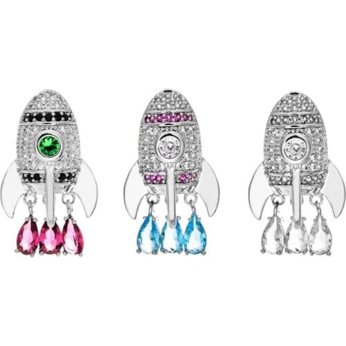 Delicate Rocket Diamond Flexible Pendant Earrings for Women Crystal Lightning Dangle Earrings Jewelry Party Banquet Accessories