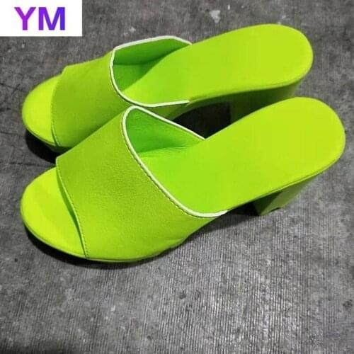 Platform Summer Women Sandals Open Toes Hot High Heel PU Womens Shoes Solid Color Square Heels Beach Sandals Zapatillas Mujer