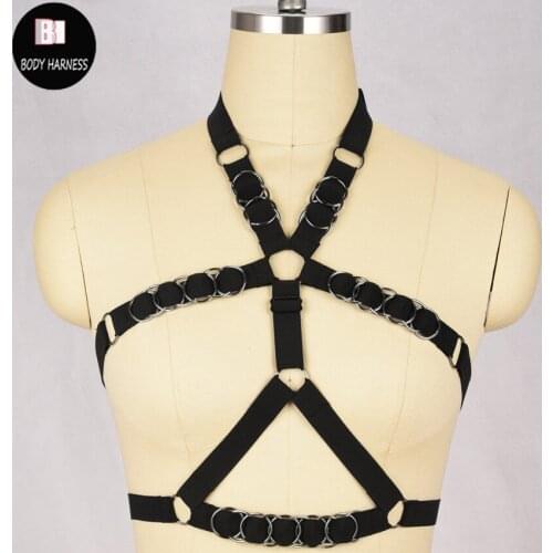 Silver Decorations Body Harness Bra Full Cage Bra Open Chest Harness cage bra Pole Dance Lingerie Women Rave Wear body harness