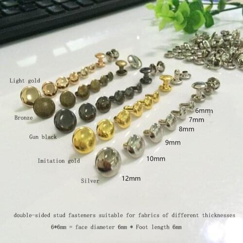 100 Pcs/Set 6/8/10/12Mm Diameter Screws Round Head Double-Sided Nails Rivets Bronze Buttons Leather Craft Hardware Accessories