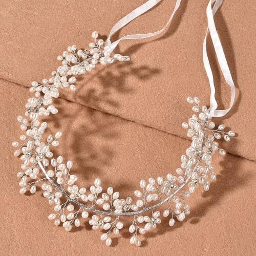 Bride Wedding Hair Accessories Handmade Pearl Beads Twisted Beads Hair Ornaments Hair Band Headdress LXH