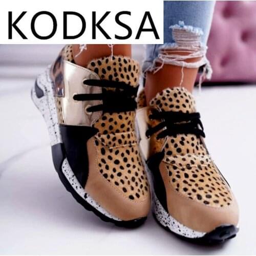 2021 New Women Sneakers Lace-Up Platform Sports Shoes for Women Breathable Ladies Sneakers Leopard Print Womens Vulcanize Shoes