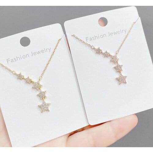 XINGX Necklace Womens Korean-Style Micro-Inlaid Zircon Stitching Five-Pointed Star Clavicle Chain Pendant Elegant Neck Jewelry