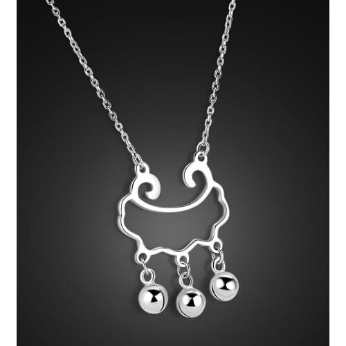 New Vintage 100% 925 Sterling Silver Necklaces Charm Fashion Lock Bell Pendant Choker For Women Fine Jewelry Gift