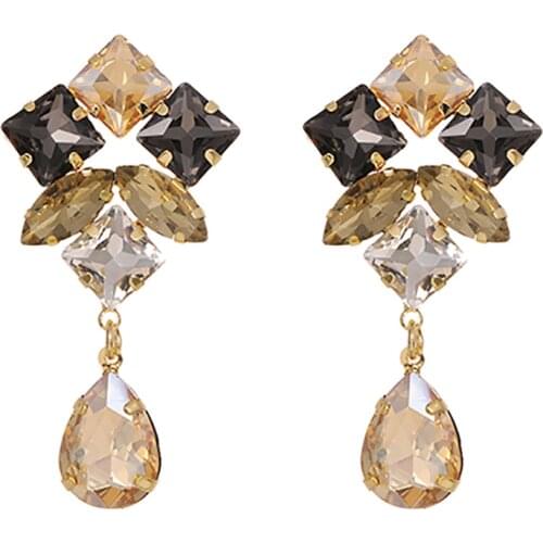 ZHINI Crystal Water Drop Earrings CZ Vintage Geometric Gold Color Long Earrings for Women Statement Earring Jewelry 2020 brincos