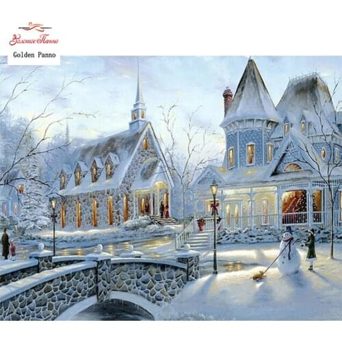 GOLDEN PANNO Diamond Painting Full Square 5D Diy Daimond Embroidery Diamant Mosaic Sale Displasy Broderie Diamant Winter snow 01