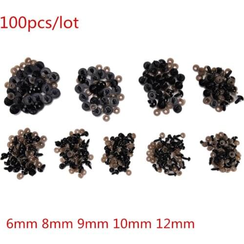 100pcs/lot 6mm 8mm 9mm 10mm 12mm DIY Plastic Screw Eyes for Teddy Bear Doll Animal Puppet Doll Accessories