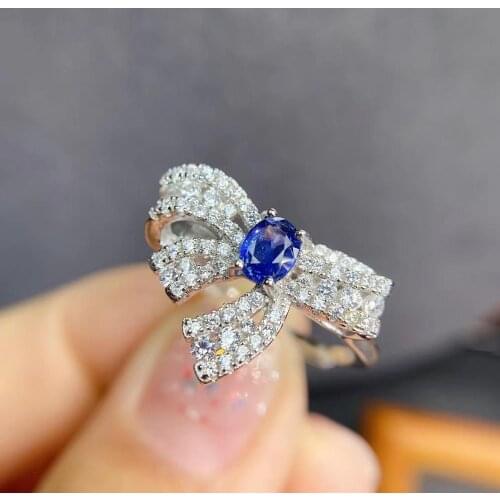 100% Natural and real Blue sapphire ring 925 sterling silver Fine handworked jewelry Party rings