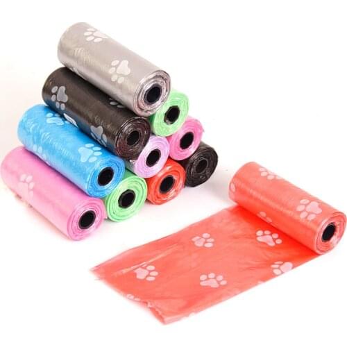 15 Roll Dog Poop Bag For Puppy Cat Waste Cleanup Outdoor Home Clean Mixed Color Garbage Bags Pets Supplies Dog Accessories