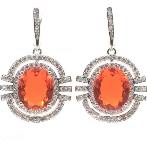 15x13mm Anniversary Orange Spessartine Garnet Pink Kunzite CZ Daily Wear 925 Sterling Silver Stud Earrings