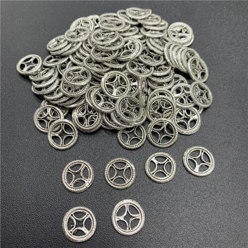 50pcs 10x10mm Alloy Beads Cap Ancient Silver Charms Tire Shape Pendant Charms For Jewelry Making DIY Accessories