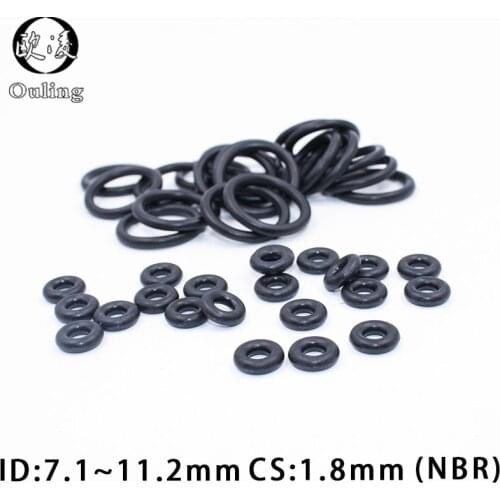 50PCS/lot Rubber Ring NBR Sealing O-Ring 1.8mm Thickness ID7.1/7.6/8/8.5/9/9.5/10/10.6/11.2mm Nitrile O Ring Seal Gasket Washer