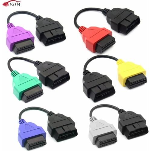 6PCS/lot fiatecuscan OBD2 Connector plus 16Pin OBD2 to 3Pin OBD1 Diagnostic Adapter Connector Cable For Fiat Alpha Romeo