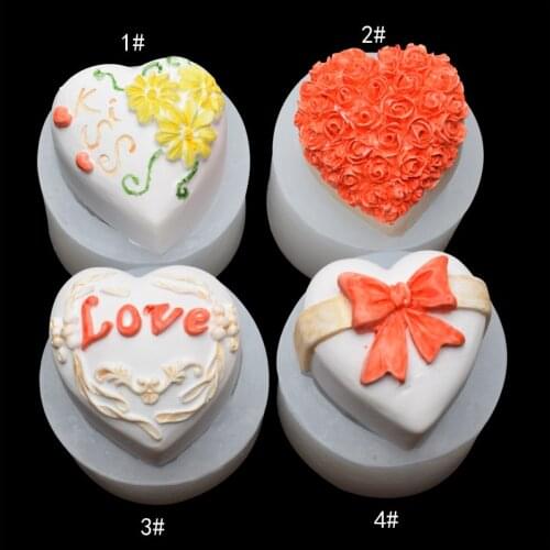 Aomily 3D Love Kiss Rose Flowers Silicone Chocolate Mould Heart Soap Mold Candle Polymer Clay Mold Crafts DIY Forms Soap Base