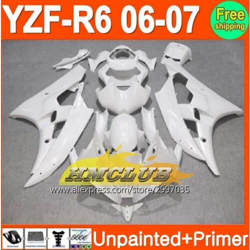 Bodys Unpainted+Primer Fairing For YAMAHA YZF-R6 2006-2007 YZFR6 YZF600 YZF R6 R 6 YZF 600 06 07 2006 2007 Fairings