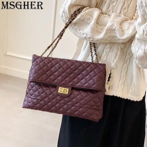 Lattice Large Tote bag 2021 High Capacity PU Leather Womens Designer Handbag Luxury brand Shoulder Messenger Bag Brazilian