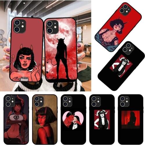 Phone Case For Apple IPhone 12 Mini 11 Pro XR X MAX SE XS 4 5 6 6S 7 8 E Plus Black Cover Prime Silicone Sexy Devil Woman