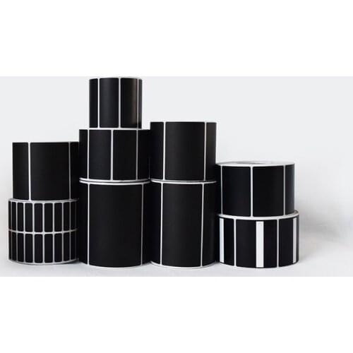 Black Thermal Transfer Label Blank Coated Paper Barcode Adhesive Sticker Waterproof Tear-proof Oil-proof Sticker Label with Belt