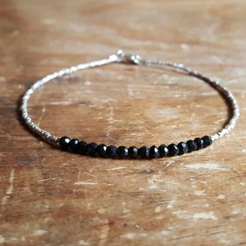 Black Beaded Bracelets Womens Jewelry Gift Boho Stacking Bracelet