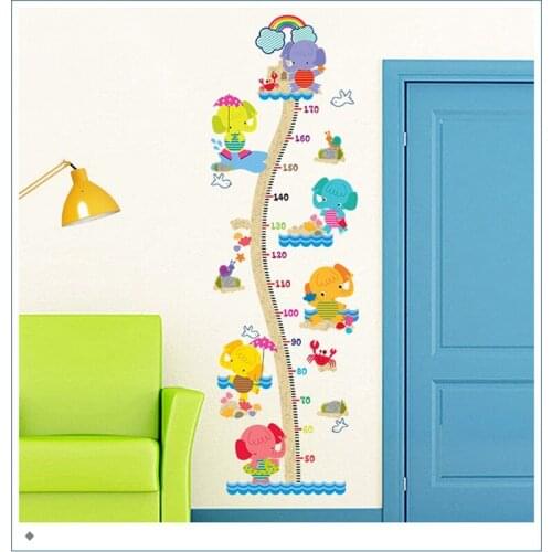 Childrens height wall stickers childrens room decoration pvc wall stickers cartoon animal growth chart wall decals
