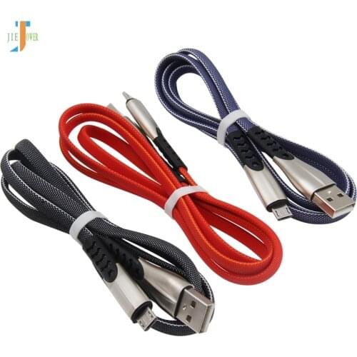 Zinc metal flat Micro USB Cable Fast Data Sync Charging Cable For Samsung Huawei Xiaomi LG Andriod Microusb Phone Cables 1000pcs