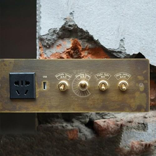Brass switch Toggle switch 220V light switch 1gang 2gang 3gang 4gang 2way 10A vintage retro switch retro Switch for living room